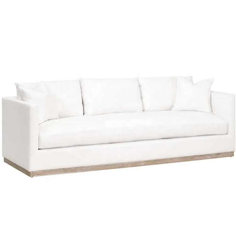 

KR-Italian Minimalist Contoured Designer Living Room Natural Gray Oak Fabric Sofa~