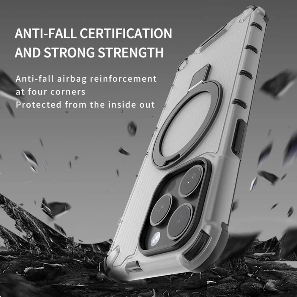 เคสขาตั้งแม่เหล็กสไตล์ตะแกรงสำหรับ iPhone 15 14 13 12 11 PRO MAX ฝาครอบกันกระแทก PC