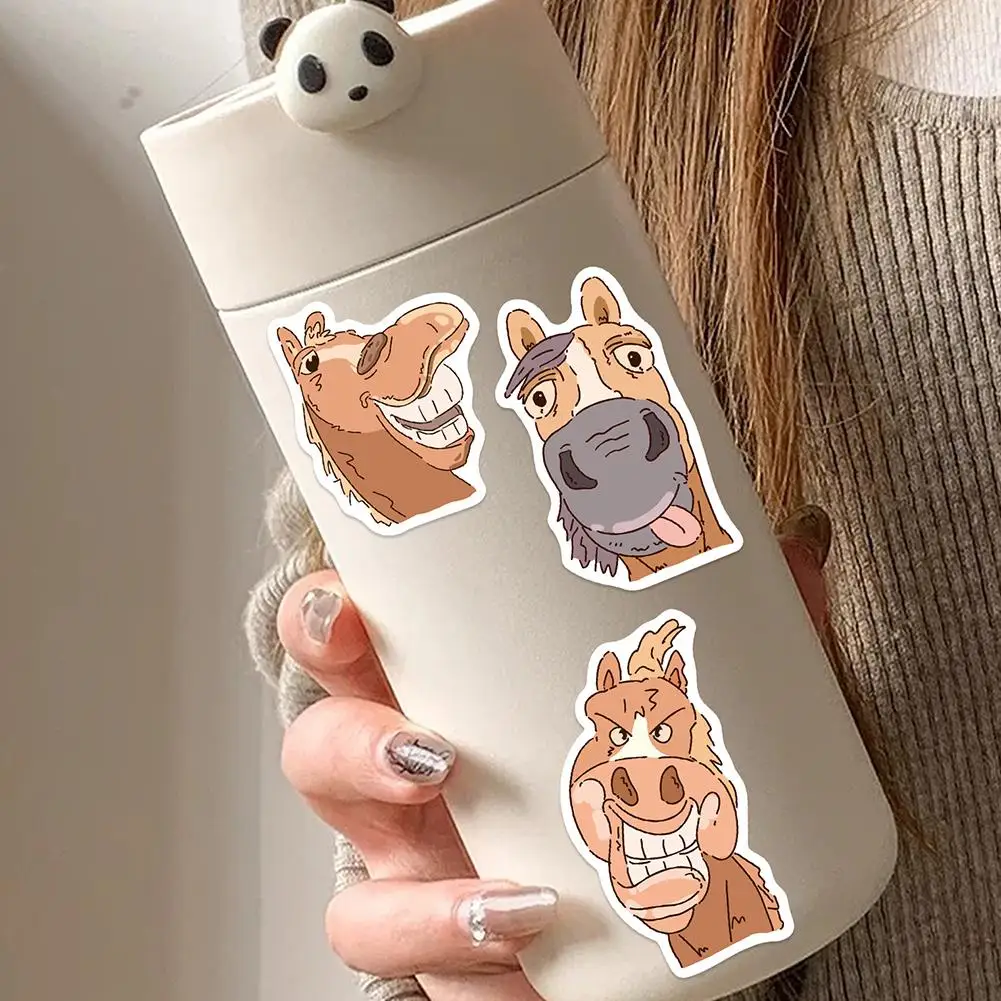 재미있는 만화 말 스티커 50개 혼합 재미있는 말 표정 노트북 DIY 전화 스크랩북 스케이트보드 스티커 장식 그래피티 V7S7