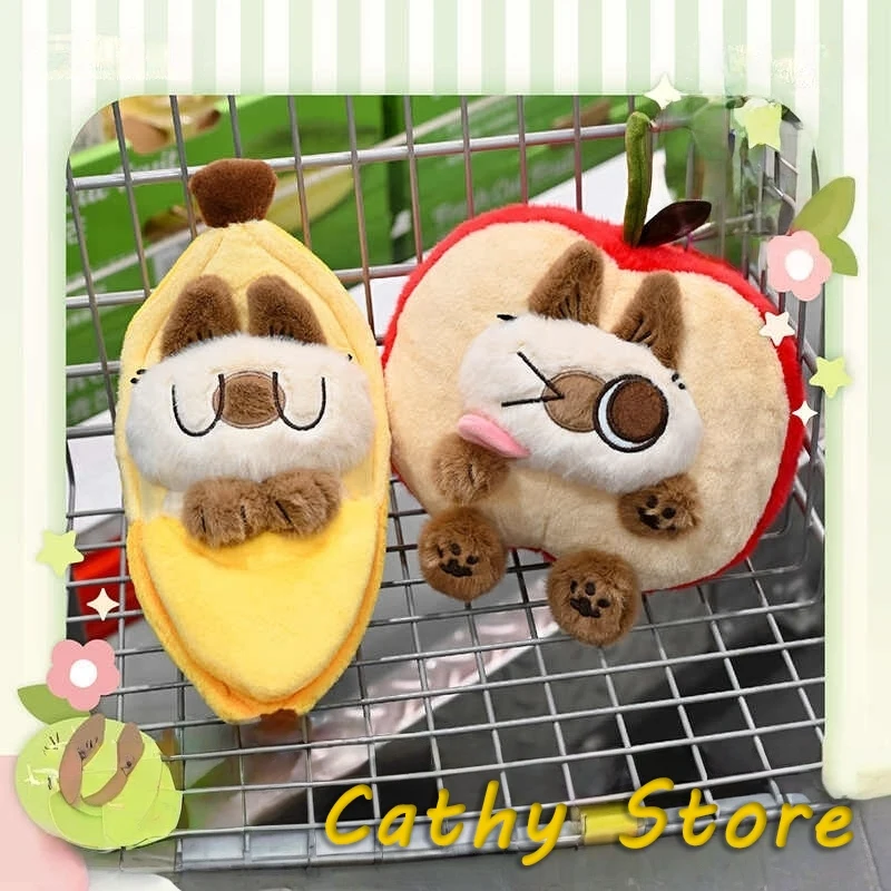 

Genuine Azuki The Siamese Cat Anime Peripheral Kawaill Apple&Banana Model Soft Stuffed Plush Doll Desktop Decor Birthday Gifts
