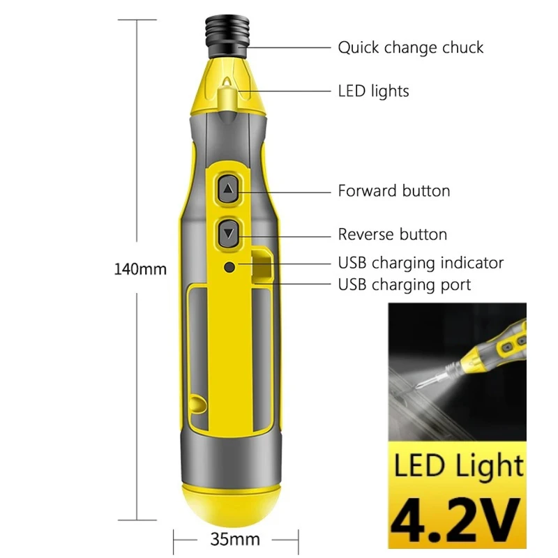 

Cordless Electric Screwdriver Rechargeable LED Screwdriver Bit Kit Household Maintenance Repair Mini Screwdriver Sets Tools