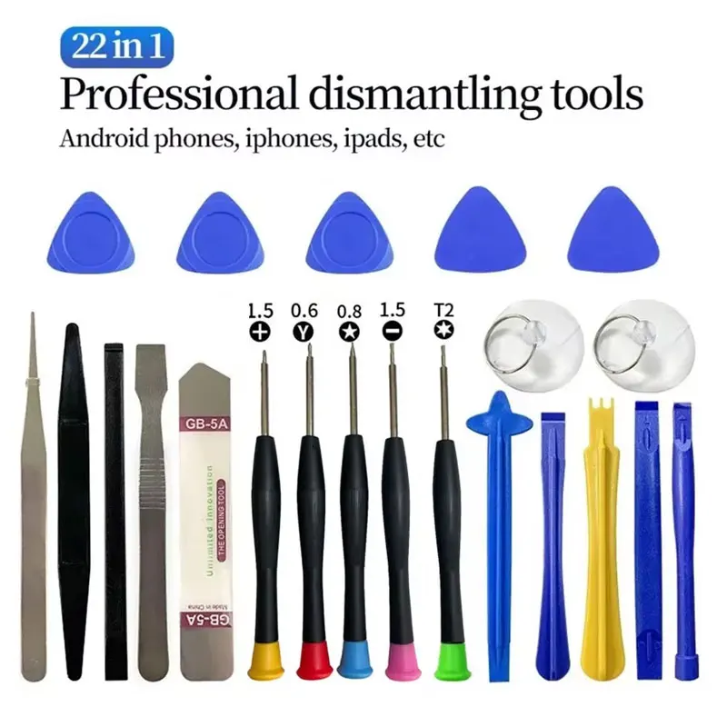 Kit de Reparación Universal para Teléfonos de 22 en 1 con Destornilladores para Móvil, iPad y Laptop