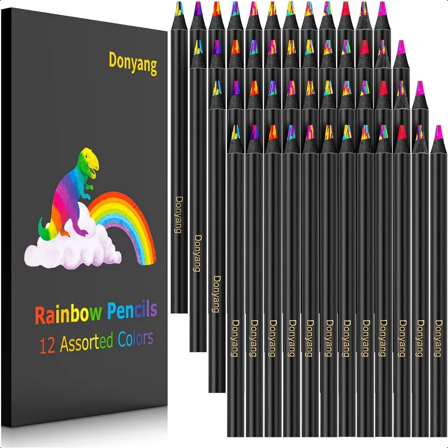 

48Pack Rainbow Colored Pencils Stocking Stuffers for Gifts for Teen Girls 4 5 6 8 9 10 11 12 Year Old Fun Party Favors Cute Off