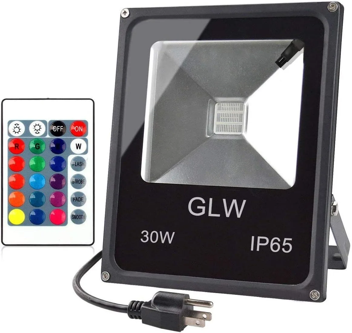 

Led Rgb Floodlight Stage Lighting, 30W Outdoor Color-Changing Light with Remote Control, Ip65 Waterproof Dimmable Wall Washer Light, Floodlight with 16 Colors and 4 Modes, with 3 Us Plugs