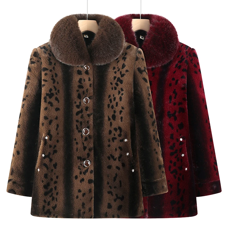 

Women Mink Jacket Winter New Middle-Aged Elderly Mothers Fur Coat Thick Outwear High-Grade Mink Fur Jacket Ladies Short Tops
