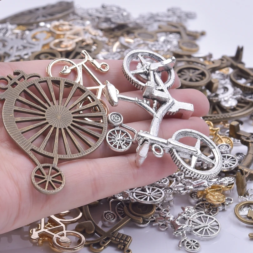 30/50/100pcs Random Mixed Vintage Bicycle Charms Pendant For Jewelry Making Diy Necklace Bracelet Keychain Handmade Accessories