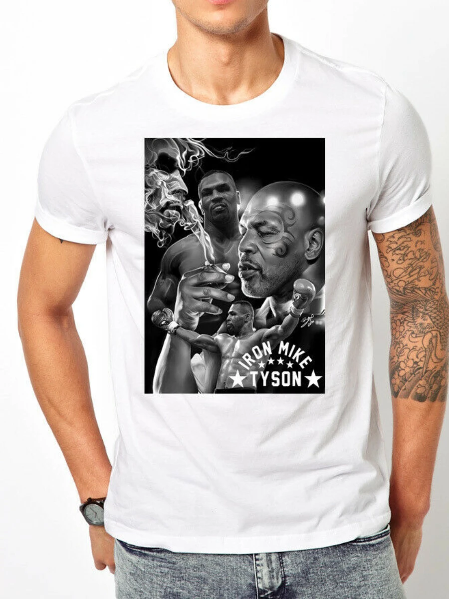 Boxing Champion Iron Mike Tyson Smoking Art T-Shirt. Premium Cotton Short Sleeve O-Neck Mens T Shirt New S-3XL