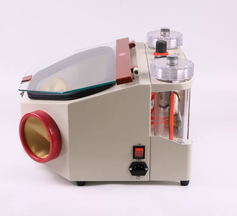Twin-Pen Dental Lab Sandblaster Machine with 2 pcs Tanks, LED Light, Large View Window & Foot Control