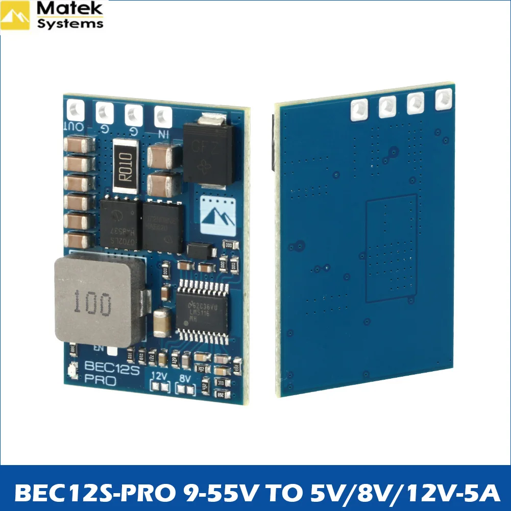 MATEK BEC12S-PRO 9-55V TO 5V/8V/12V-5A Voltage Regulator BEC Power Module Overcurrent Protection Self-recovery for RC FPV Drone