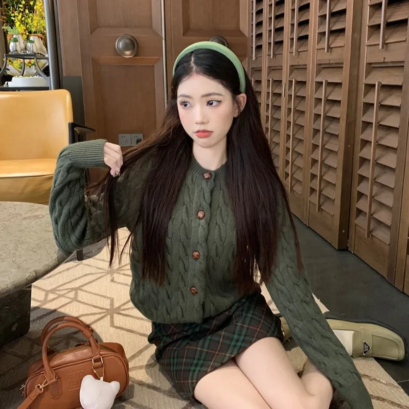 여성용 트위스트 자카드 니트 스웨터, 한국 패션, 올 매치 솔리드 여성 의류, 클래식 심플 아웃웨어, 레저 인스