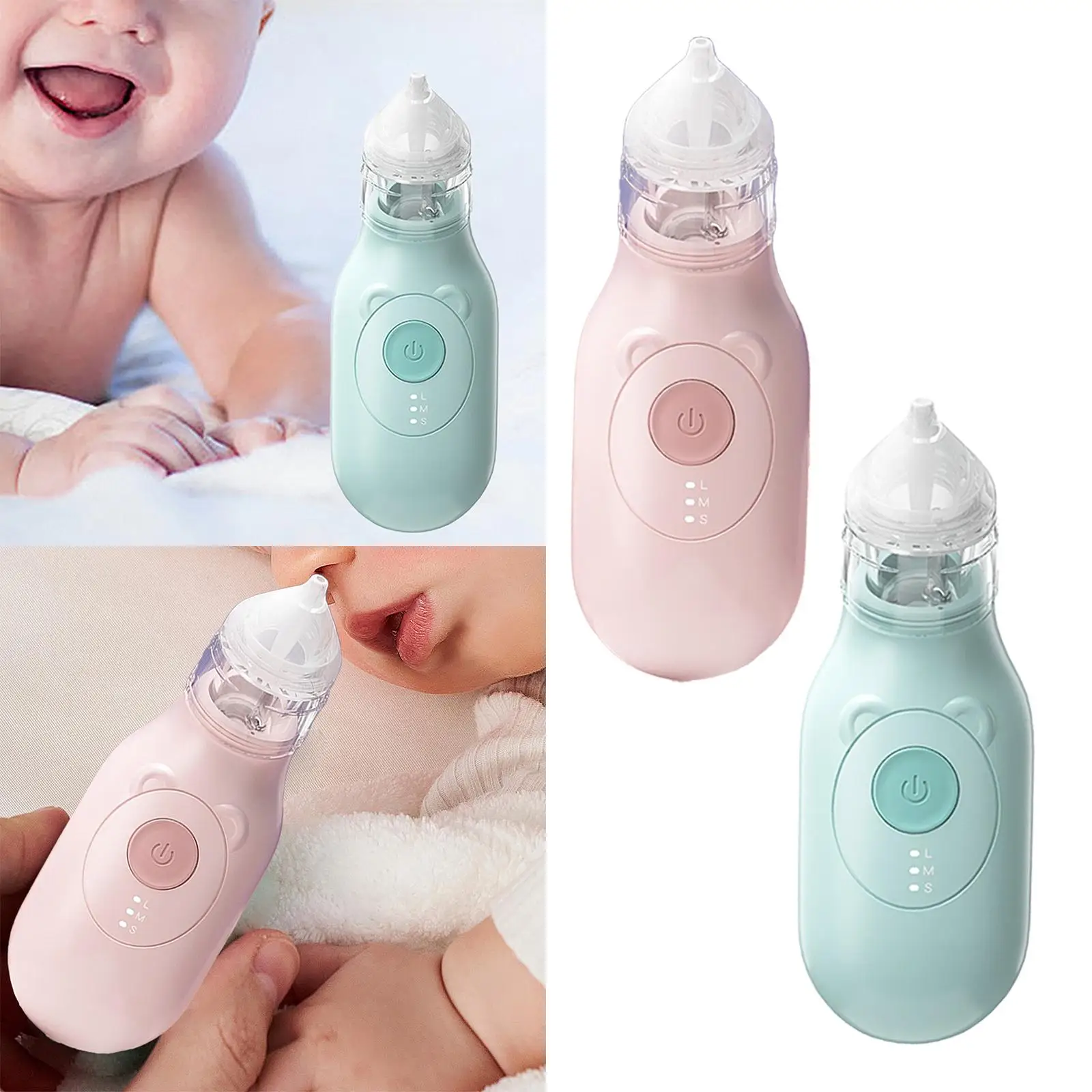 

Baby Nasal Aspirator Portable 3 Gear Anti Backflow Adjustable Infant Nose Cleaner Sucker for Outdoor Trip Travel Household Home