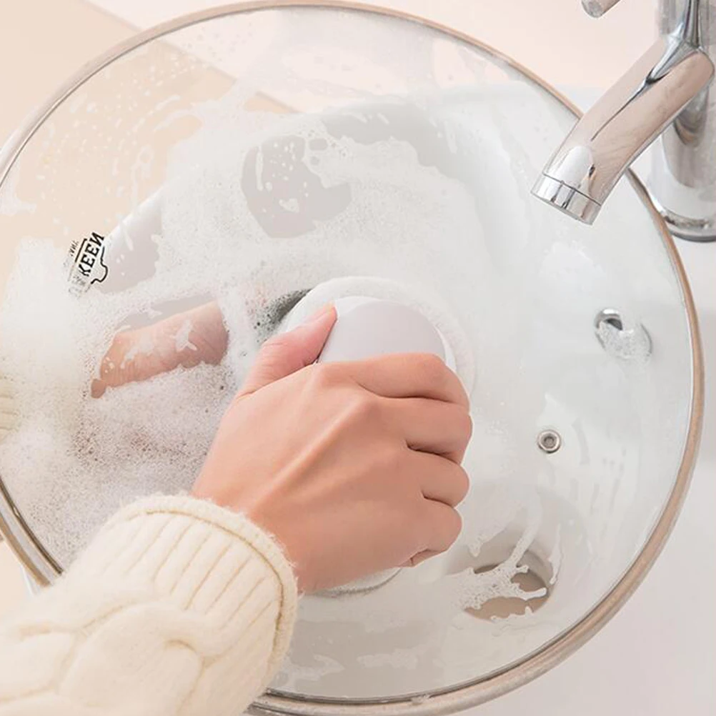 

2pcs Premium Sponge Scrubber Kitchen Cleaning Brush Ergonomic Handle Dish Washing Tool Super Absorbent For Pots Pans Plates