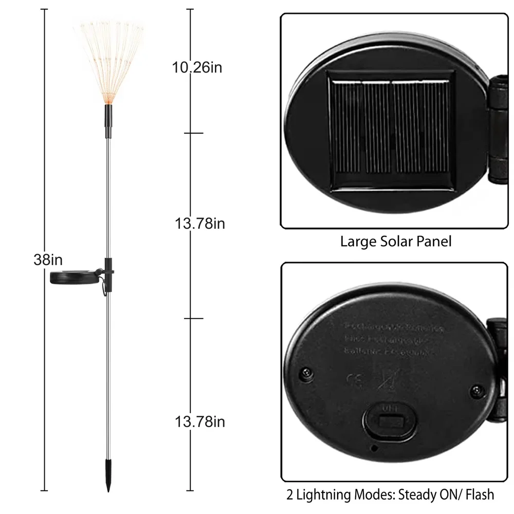 Dandelion flash string luzes de fadas led solar fogos de artifício luzes à prova dwaterproof água ao ar livre para jardim paisagem gramado decoração