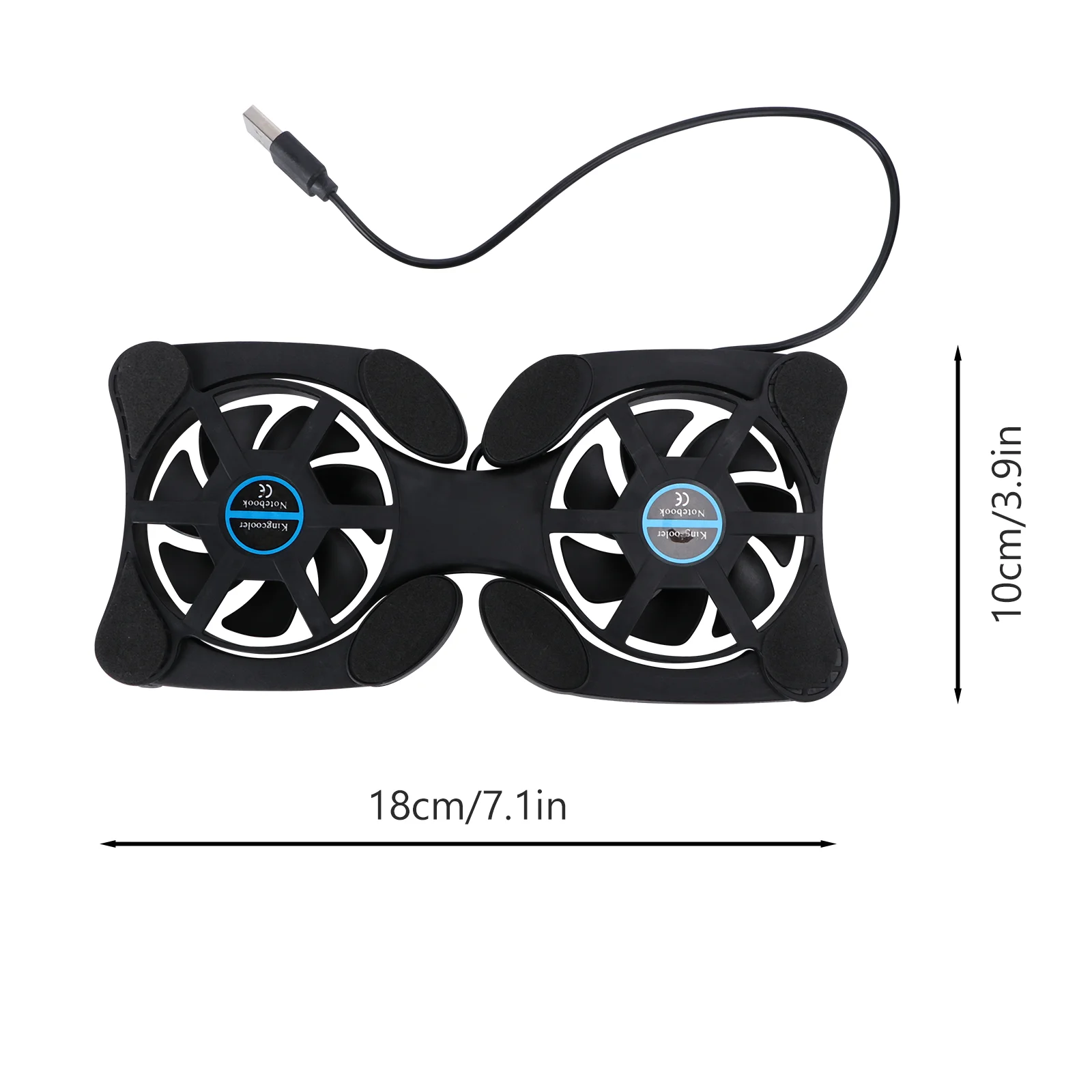 مبرد كمبيوتر محمول قابل للطي، مبرد USB، 2 مراوح، حامل كمبيوتر محمول، حصيرة تبريد للكمبيوتر المحمول (أسود) مبرد مروحة الكمبيوتر المحمول