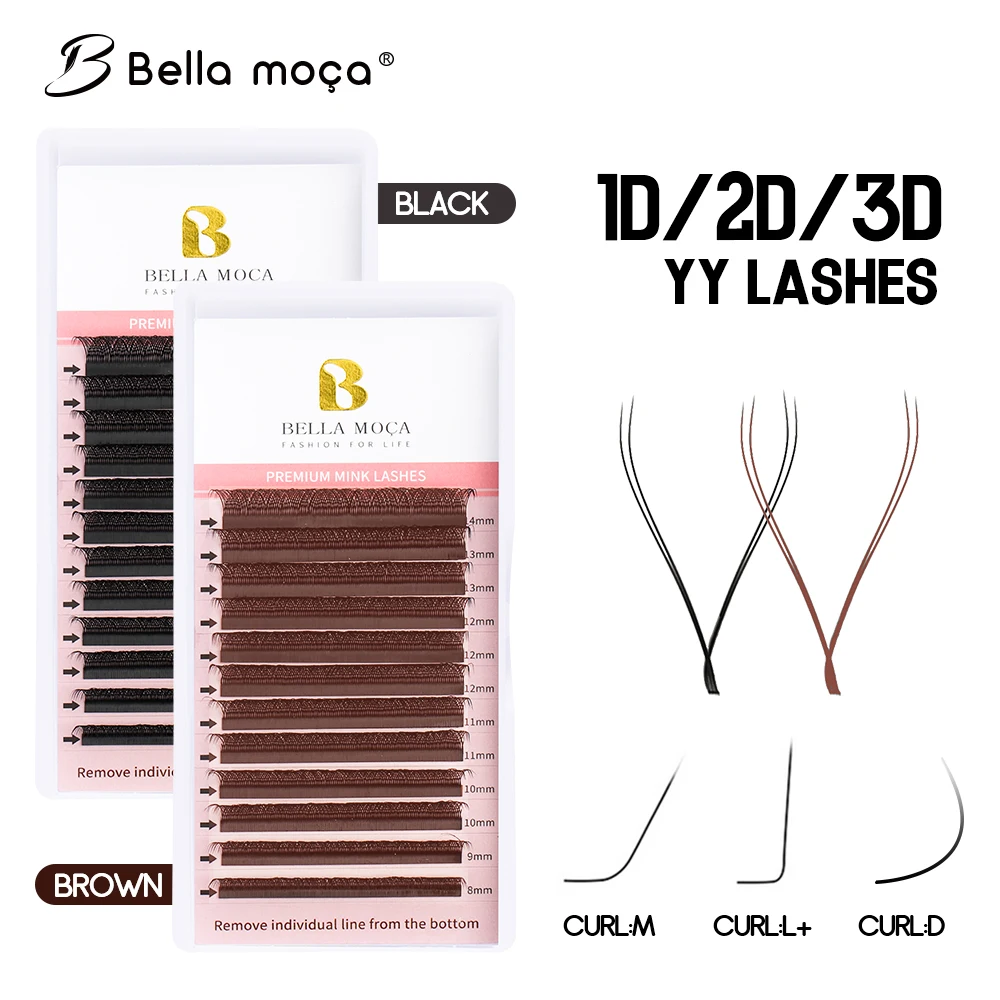 Bella moça yy forma cílios brasileiros cilios 0.07 grosso yy cílios extensão falso vison cílios 8-14mm y cílios