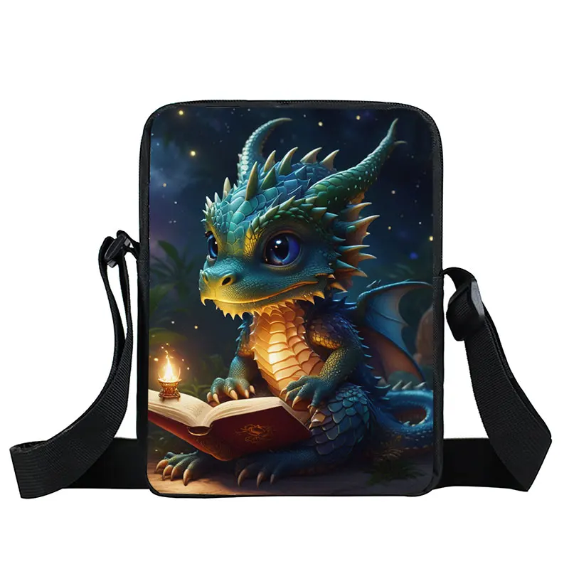 Fantasy Gothic Girls Print Crossbody Bags Cute Dragon Baby Women Shoulder Bag for Travel Fairy Angel Student Book Bags Gift