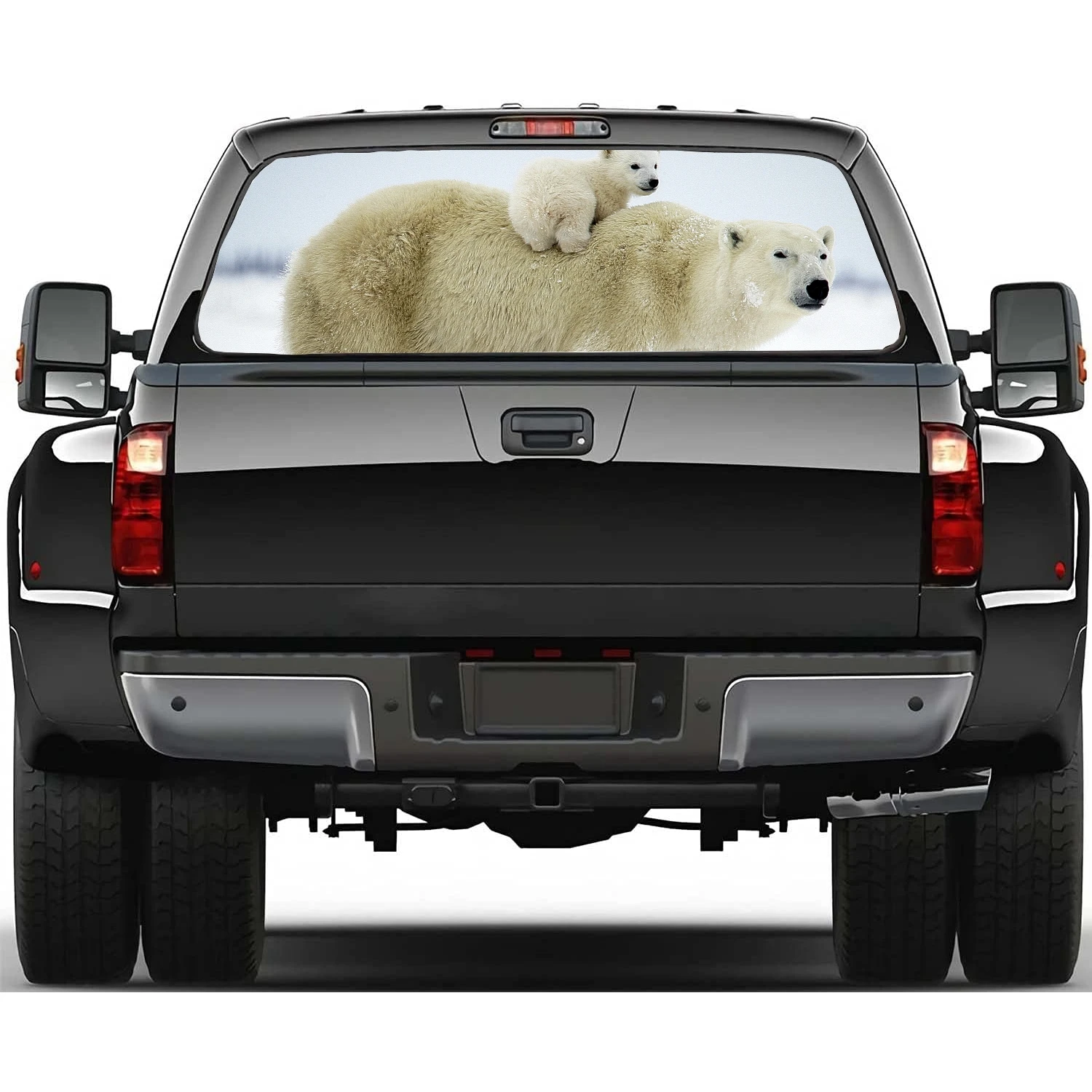 Cute Polar Bear Car Accessories Rear Windshield Sticker Truck Window See Through Perforated Back Window Vinyl Decal Decoration