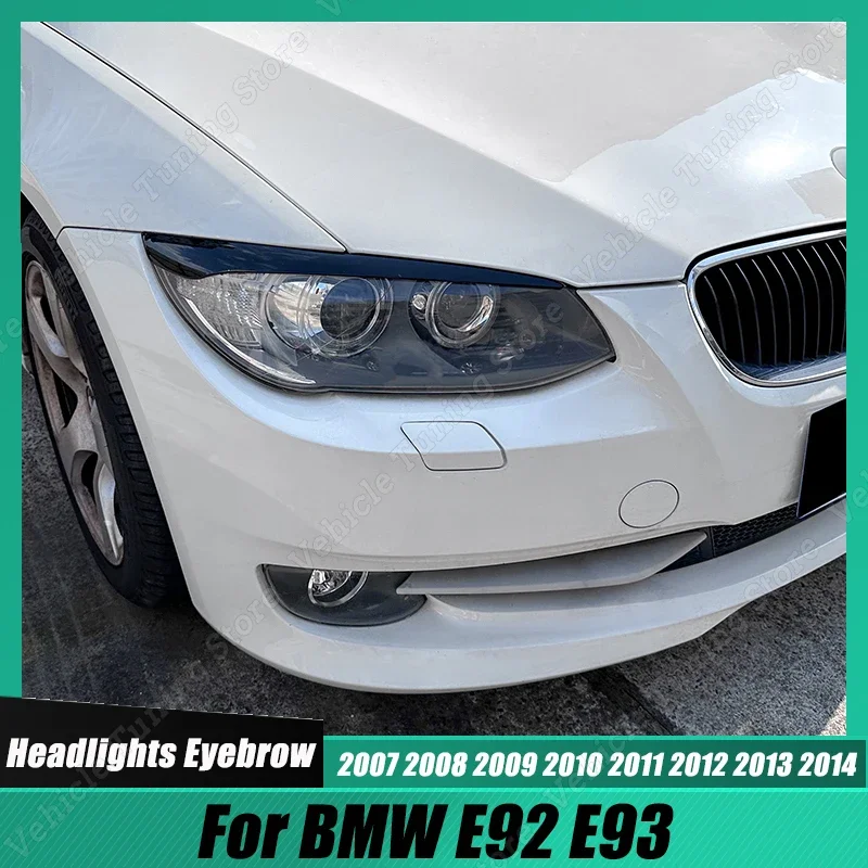 

Gloss Black ABS Plastic Car Front Headlight Eyebrows Eyelid Lid Trim Lamp Cover Sticker for BMW E92 E93 2007-2014 Tuning