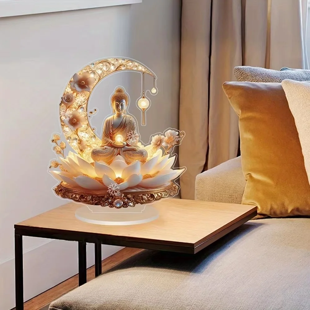 New Valentine's Day Lotus Platform Buddha Statue Transparent Acrylic Mother's Day Father's Day Desktop Decoration Ornament