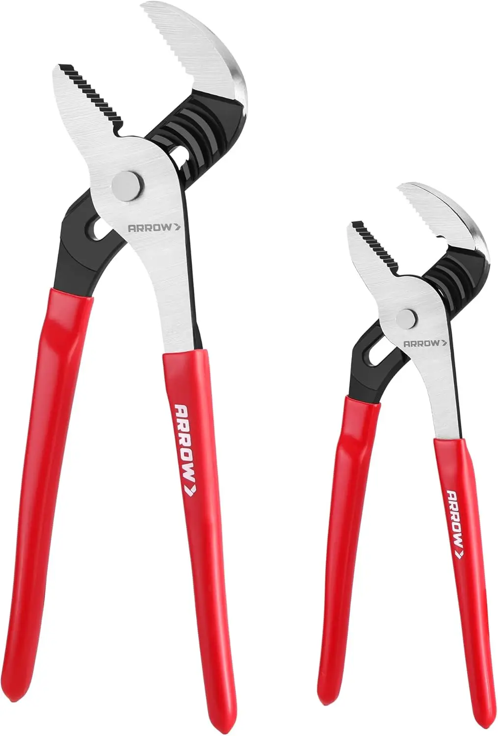 

ARROW 2-Piece Adjustable Groove Joint Pliers Set (8' & 12'), 5/7 Jaw Positions, Serrated Jaws, Comfort Grip – For Plumbing & Hom