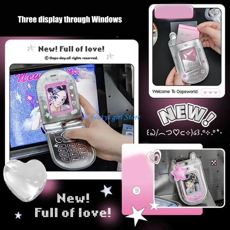 C7AB Phone Shaped Photocard Holder, Cartoon Card Case Card Protective Sleeve