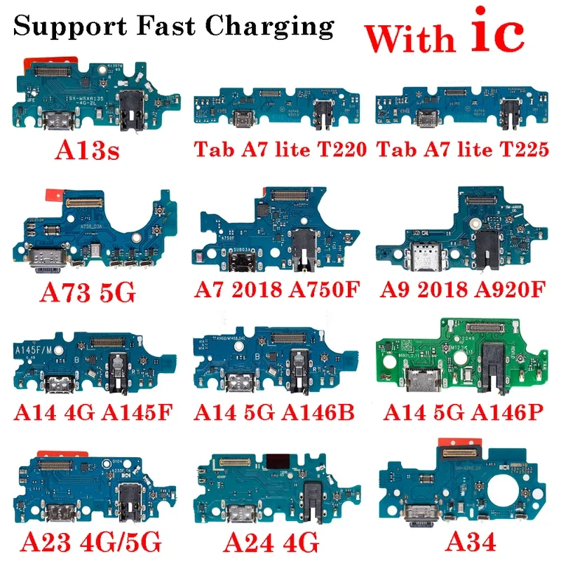 

Charging port for Samsung Tab A7 Lite A9 a13s A14 A23 A24 A34 A73 T220 t225 a750f a920f USB DECT connector charger flex cable