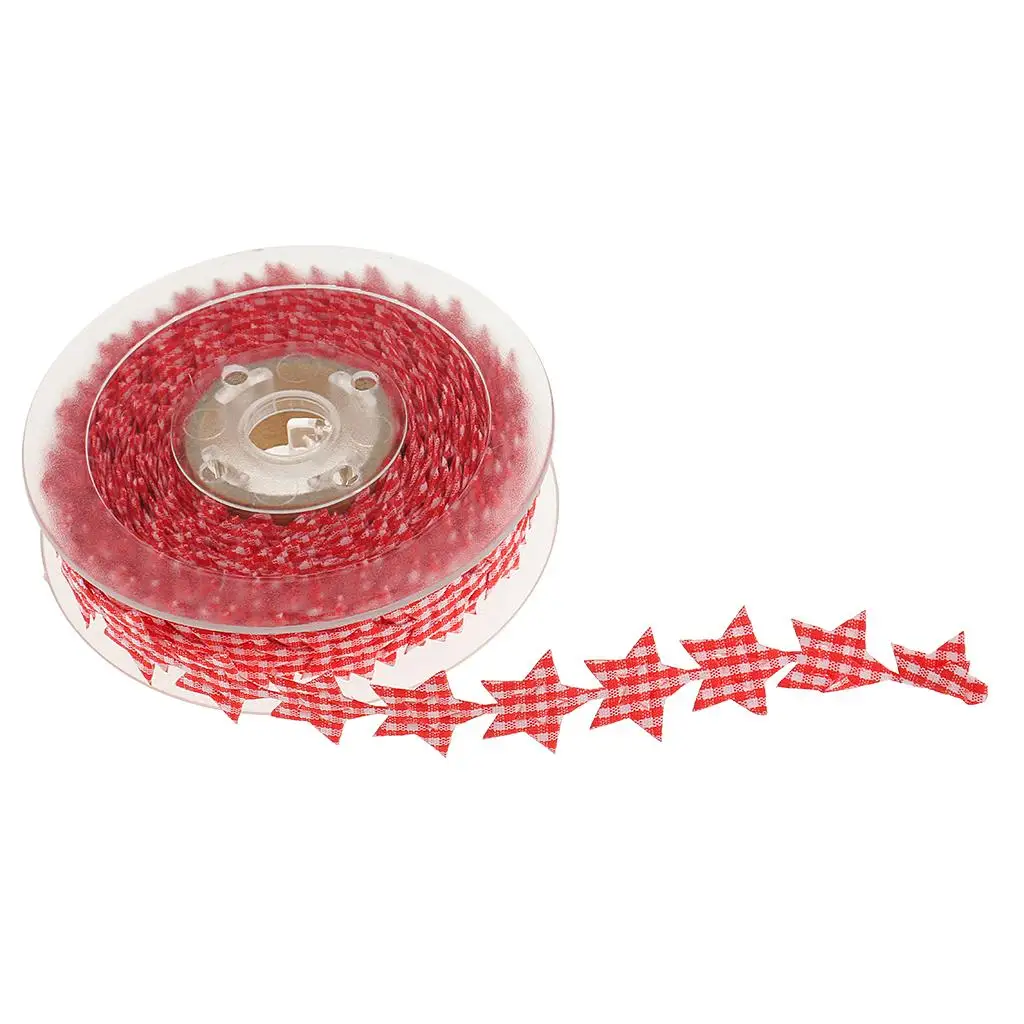 10 Meters Red Star Lace Fabric Trim Embroidered Party DIY Craft Decor