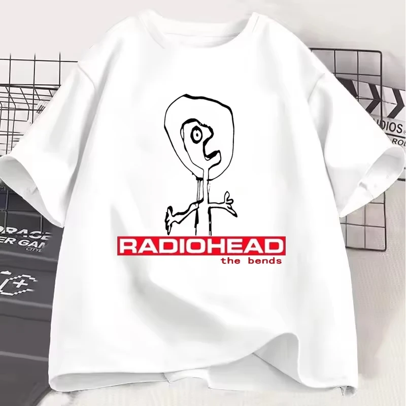 Summer Radiohead The Bends Tshirt Loose Casual Hip-hop Men Woman T-shirt Top Street Clothing Harajuku Cartoon Letter Couple Top
