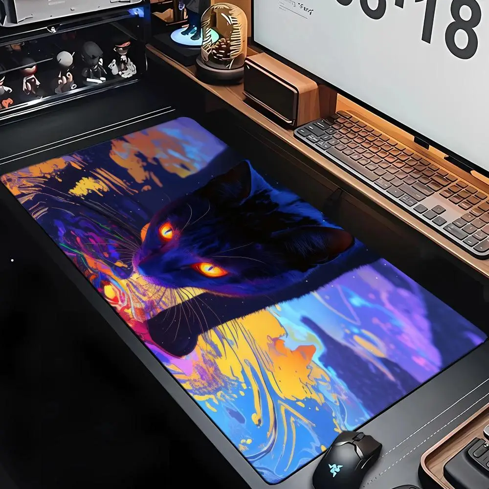 

Artistic illustration colorful cat anime Mouse pad gaming mat Desk Mat pc accessories keypad mousepad suitable for work and game