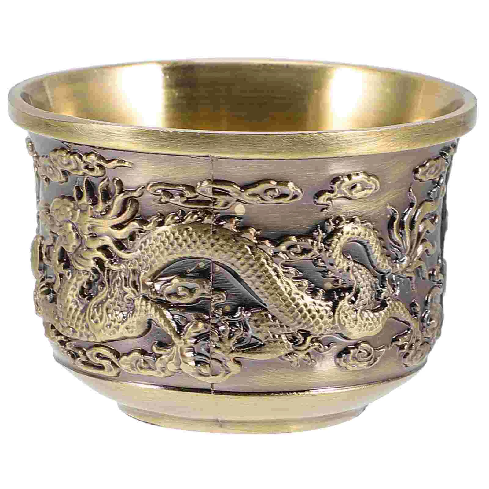 Glass Dragon and Phoenix Cup Office Coffee The Gifts Shot Dispenser 5x5cm Zinc Alloy Chinese Tenmokus Tea Small