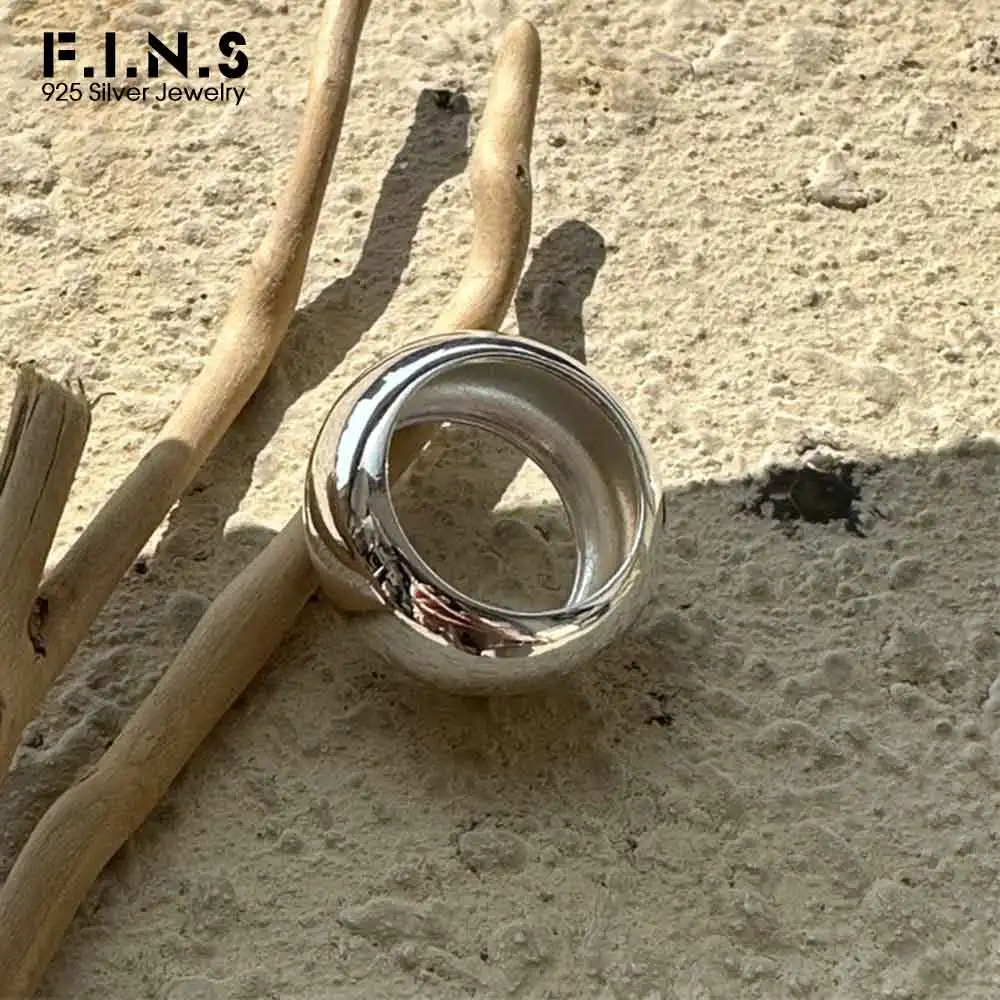 

F.I.N.S Original Minimalist S925 Sterling Silver Smooth Plain Ring Texture Thumb Band Wide Thick Statement Finger Fine Jewelry