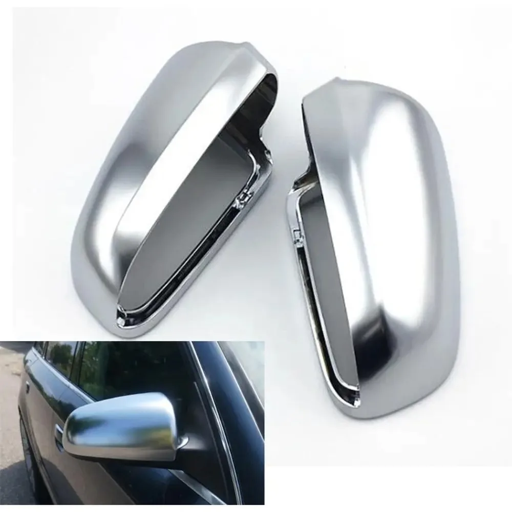 For Audi A4 B6 B7 A6 C6 Car Rearview Mirror Cover Side Wing Mirror Protect Frame Covers Trim Silver Matte Chrome Shell Cover