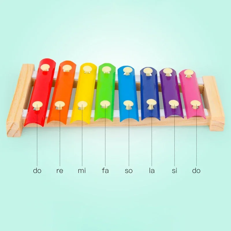 Jouets en bois multicolores pour bébés et enfants, accessoires musicaux, xylophone, 8 tons