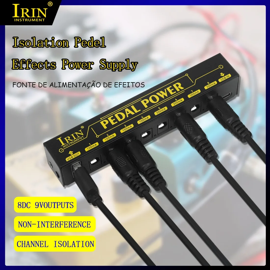 IRIN 기타 페달 전원 공급 장치, 8 절연 출력, 간섭 방지, 9V 다른 출력, 기타 효과 파워 기타 액세서리 
