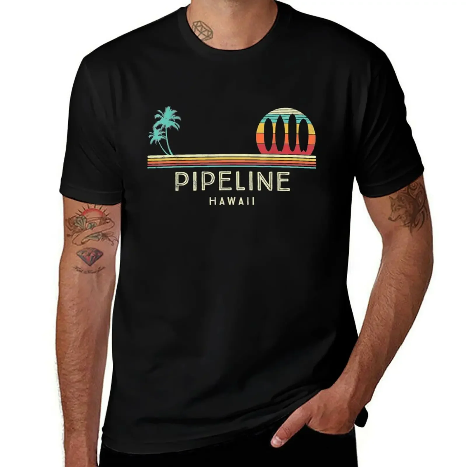 

Vintage Hawaii Pipeline Beach Palm Trees Tropical Surf T-Shirt custom shirt vintage t shirts customs anime shirts men