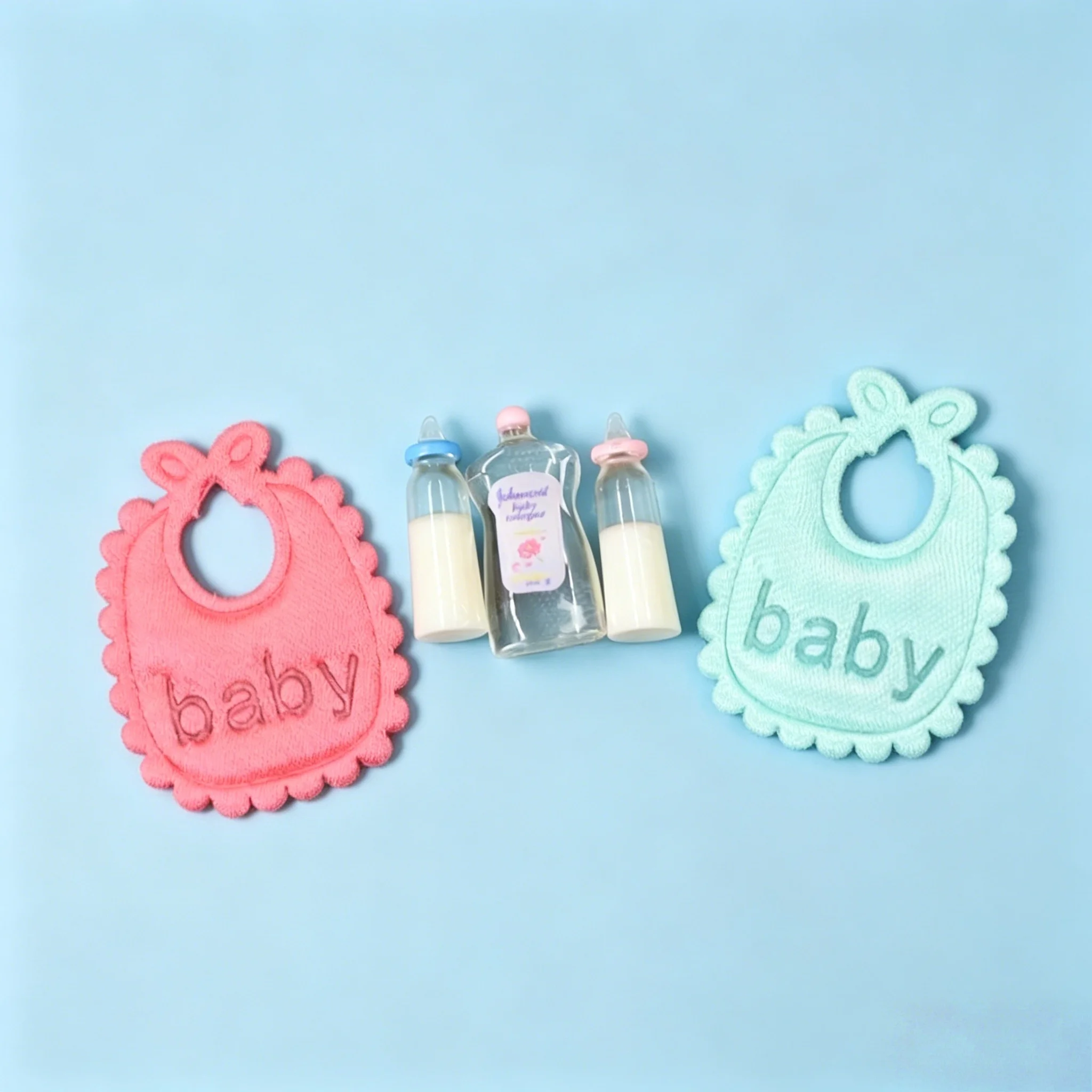 1:12 Scale Dollhouse Mini Baby Bottles Shampoo Bibs Set Nursery Accessories Gift view 5