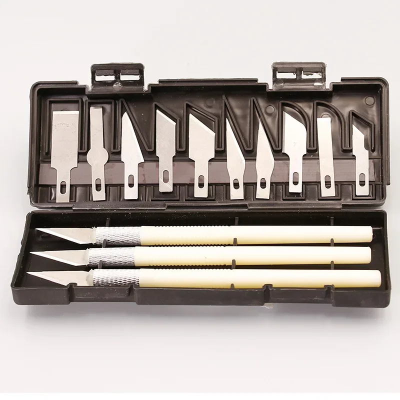 13Pcs Carving Knife Craft Sculpture Paper Cutting Blade Precision Engraving Cutter Non-Slip Hand Tool DIY Art Hobby Repair Set
