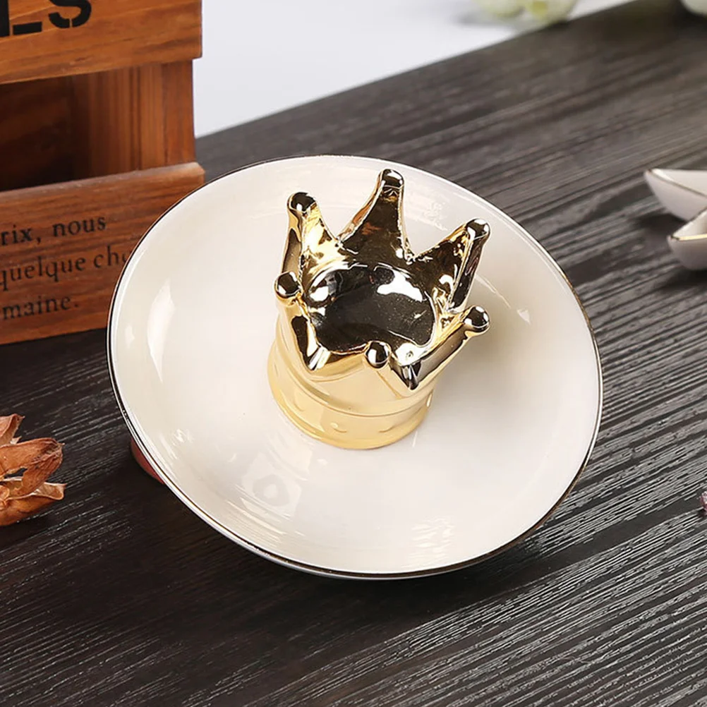 

Ceramic Jewelry Tray Crown Ring Holder Porcelain Jewelry Dish Elegant Organizer for Home Decoration Birthday Wedding Gift