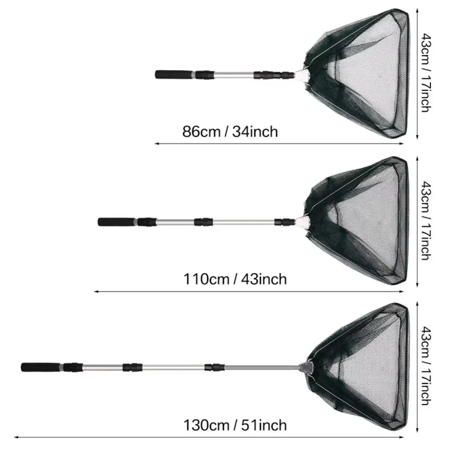 130CM Aluminum Alloy Fishing Net Telescoping Foldable Landing Net Retractable Pole for Carp Fishing Tackle Catching Releasing