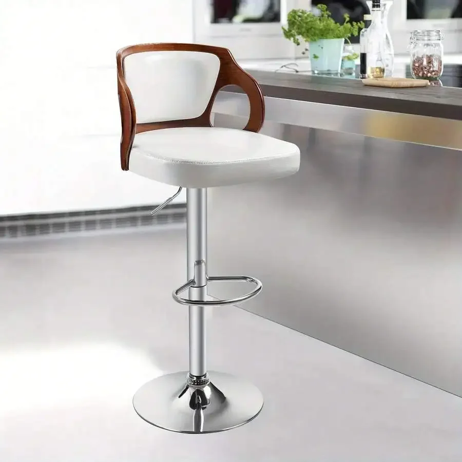 

Bar Stools, Adjustable Swivel Leather Bar Stools For Kitchen Island, Mid Century Modern Counter Height Bar Chairs Barstools With