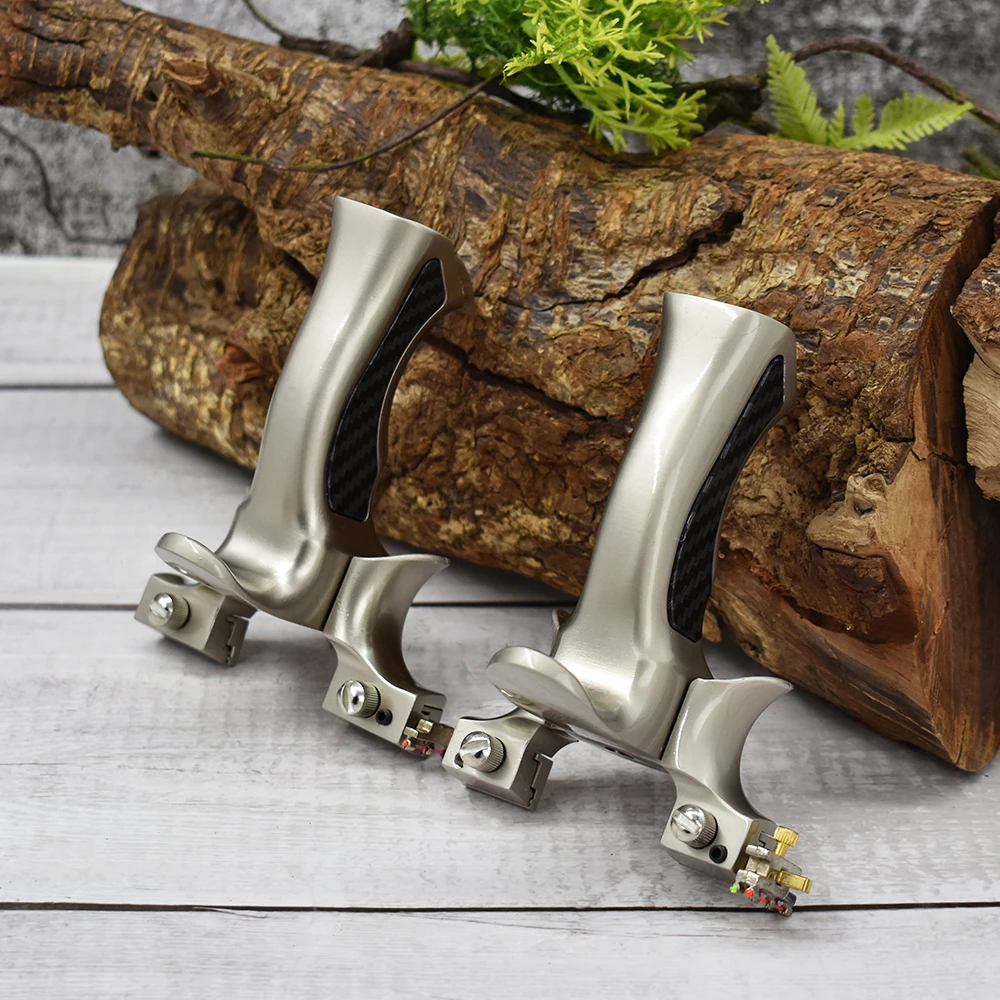 Alloy Y-Shaped Slingshot 80 & 90 Sizes Flat Top Clamp Carbon Fiber Texture Handle Outdoor Target Practice