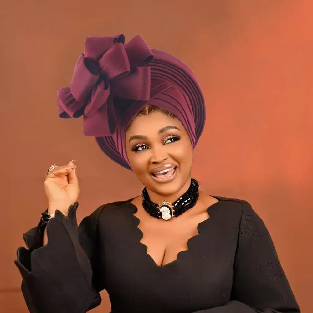 

Nigeria Flower Geles Turban Cap for Women African Muslim Hijab Bonnet Hat African Auto Gele Headties Wedding Headpiece Head Wrap