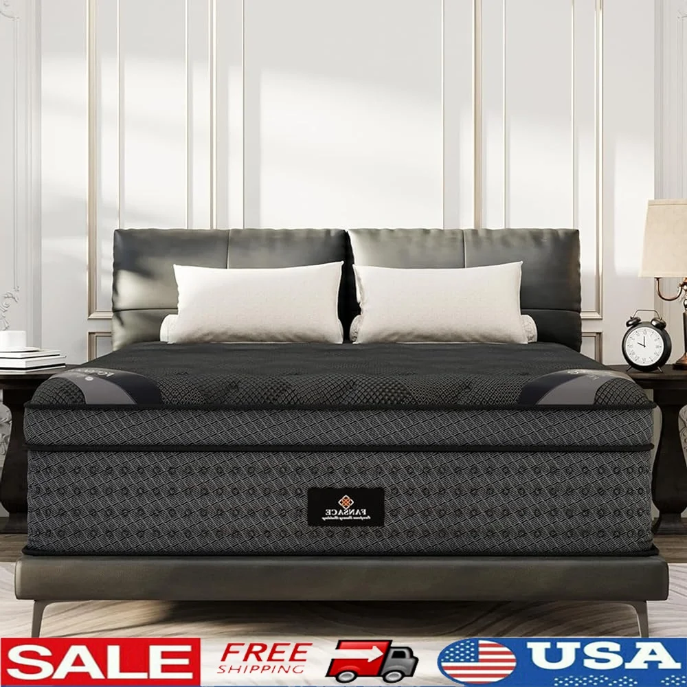 16-Zoll-Hybrid-Queen-Matratze, Gel, Memory-Schaum, Taschenfedern, mittelfeste Matratze, Druckentlastung, langlebig, atmungsaktiv, leicht