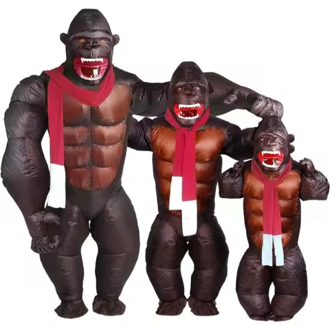 Adults And Children Funny Gorilla Inflatable Costume Role Play Mascot Chimpanzee Monkey For Party Halloween Carnival Christmas