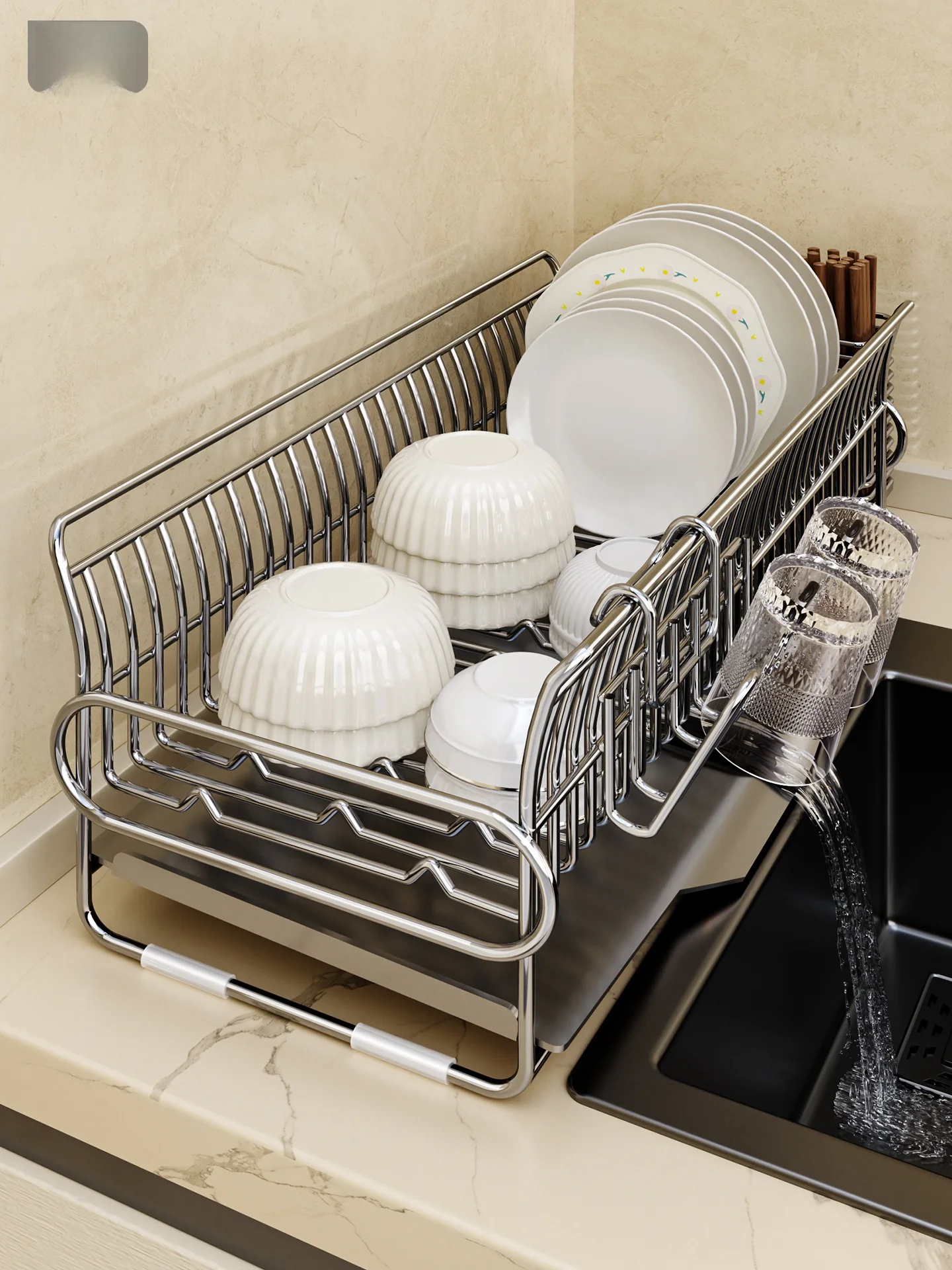 

Stainl Steel 304 Kitchen Ra Di Drainer Plate Bowl Storage elf Sink Strainer Utensil Caddy Multi-Function Organizer