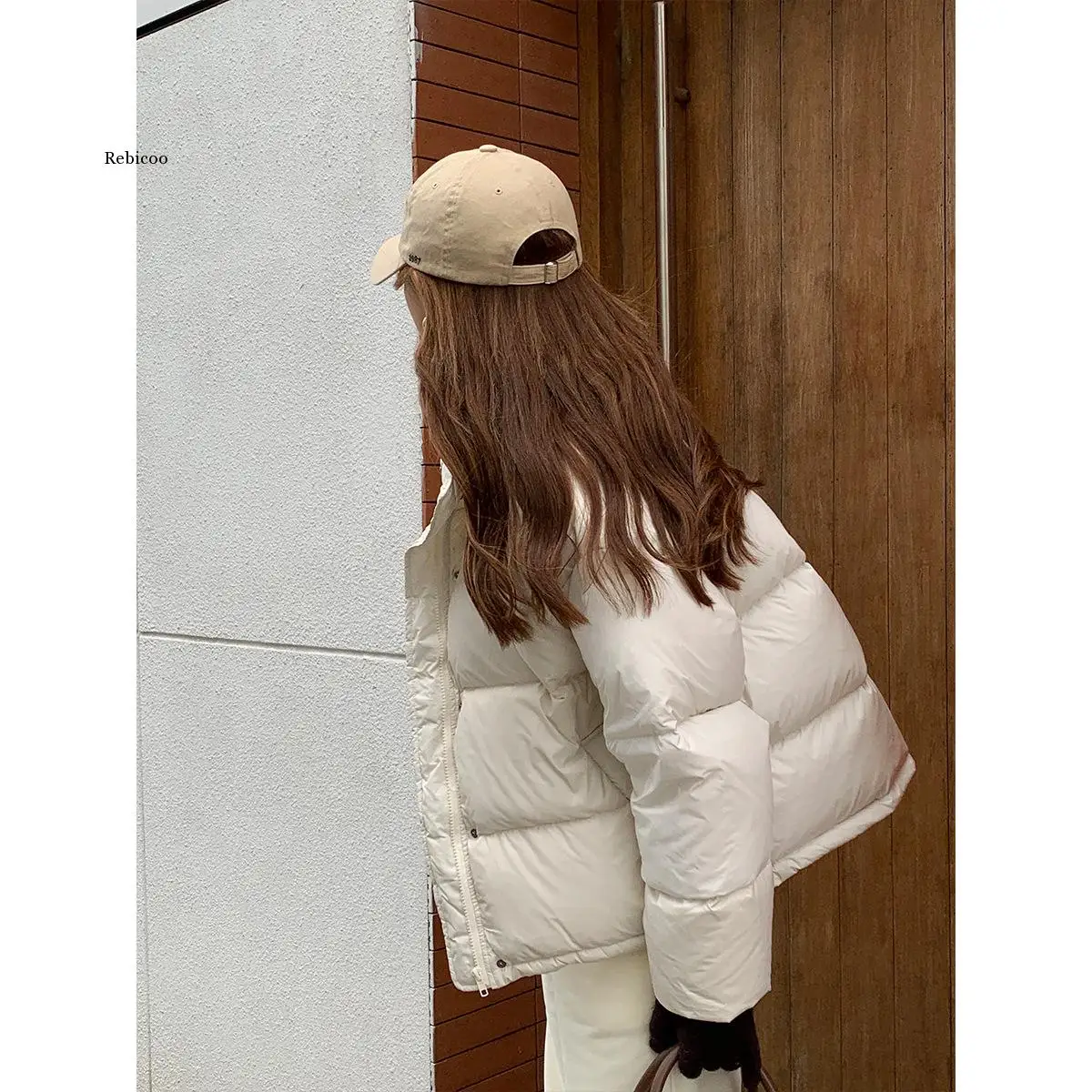 Short down padded jacket women 2021 new Korean version of the wild loose pearlescent stand-up collar winter jacket