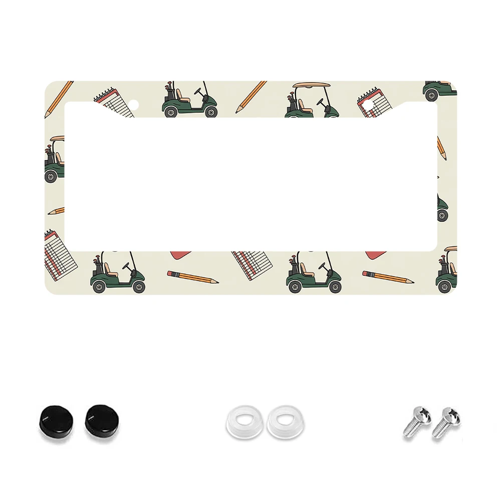 

1 шт., зеленая тележка для гольфа, рама номерного знака с 2 отверстиями, алюминиевый материал, 6x12 дюймов, винт, ретро, новинка, украшение автомобиля, подарок