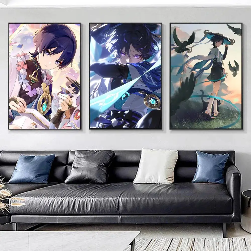 Anime Game Genshin Impact Wanderer Posters HD Print Vintage Wall Art Decor for Home Study Room