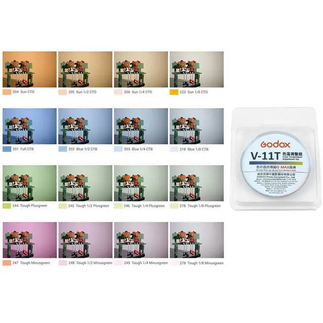 Godox V-11C V11C of V-11T V11T kleurenfilters voor AK-R16 of AK-R1 compatibel Godox V1 V1PRO V100-serie flitslicht