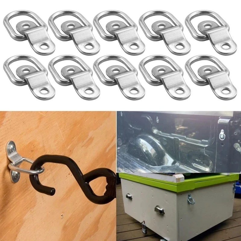 For Loads on Case Truck Cargo Trailers RV Boats 10Pcs D Ring Tie Down Small Steel D Rings Anchor Lashing Ring